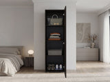 Deftones Storage Cabinet with 4 Shelves for Clothes and Accessories, Modern Design, Walnut B128P485410