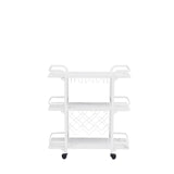 ZUN Painted Three-layer Bar Cart, With Wine Rack And Glass Holder, Suitable for Families And Small 52205153