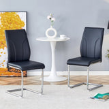 ZUN 2 Dining Chair Set, Black Dining Chair Set, PU Material High Back Seat and Sturdy Leg Chair, W1151P203806