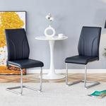 ZUN 2 Dining Chair Set, Black Dining Chair Set, PU Material High Back Seat and Sturdy Leg Chair, W1151P203806