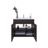 Chaux Floating, Wide Double Door Vanity, With Resin Sink And Two Shelves, Bathroom Storage, Black B200P335379