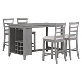 5-Piece Multi-Functional Rubber Wood Counter Height Dining Set with Padded Chairs and Integrated 9 29525346