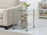 Classic Glass 2 Tier Square End Table, Glass/Chrome 68552560