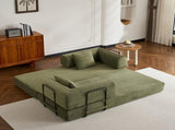 Convertible Sleeper Sofa Bed with Cylindrical Pillow, Corduroy Folding Mattress Couch with W3434P378558