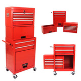 Tool Cabinet on Wheels, 6-Drawer Lockable Rolling Tool Chest w/ 4 Universal Wheels, 2 in 1 W110282272