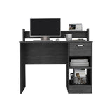 Computer Desk with Top Open Shelf, 1-Drawer and 2-Storage Shelves, Smokey Oak B097133208