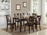 7-Pc Dinette Set Brown Espresso Finish Rectangular Table PU Upholstered Chairs Transitional Dining B011P184937