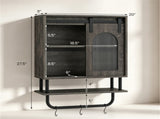 Farmhouse Industrial Wall Mounted Bathroom Cabinet with Sliding Fluted Door, 3Tier Storage 99577760