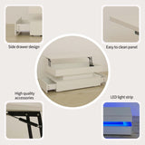 White Color Three-Tier Foldable Coffee Table with Drawers for Living Room Home Furniture W650P263502
