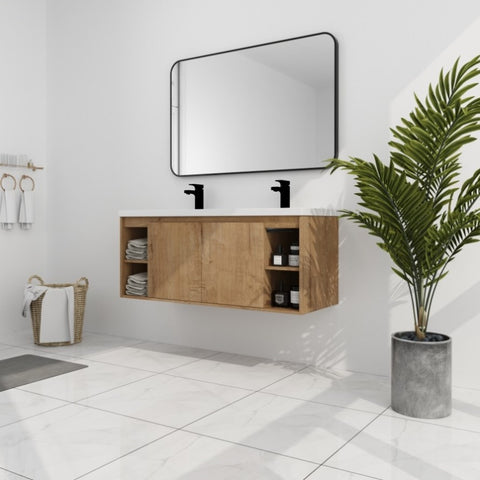 ZUN 48" Wall Mounted Bathroom Vanity With Double Sink, Soft Closing Door Hinge 71315300
