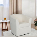 ZUN Teddy Velvet 360&deg; Swivel Chair, White, No Installation Required N765P165527