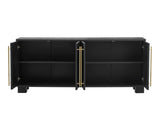 TREXM Sideboard Buffet Cabinet with Storage, Wood Sideboard with Adjustable Shelves and Gold Handles N715P232696B