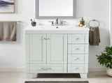 30" Blue Grey Bathroom Vanity with Ceramic Sink - Soft-Close Drawers, Solid Wood Frame, W2896P344074