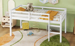 ZUN Solid Wooden, Rubber Wooden Twin Loft Bed with Ladder, Bed Platform of Strengthened Slats , White W504P190951