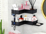2-Pack Drill-Free Adhesive Corner Shower Caddy Organizer with Soap Holder and 4 Hooks 05896946