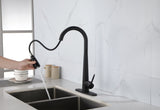 Black Kitchen Faucets with Pull Down Sprayer, Kitchen Sink Faucet with Pull Out Sprayer, Fingerprint K-4012-MB