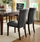 ZUN Dark Cherry Finish Wood Dining Chairs Set of 2 Faux Leather Upholstered Button Tufted Kitchen Dining B011P177580