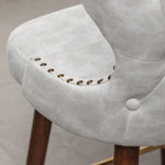 ZUN Nevis Mid-century Modern Faux Leather Tufted Nailhead Trim Counter Stool Set of 2, Off-White T2574P165099