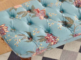 European Style Tufted Floral Bench with Turned Wood Legs,American Upholstered Ottoman for Bedroom & W3373P453377