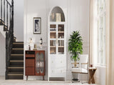 K&K 71" Tall Arched Kitchen Pantry Cabinet with 2 Large Drawers, Modern Farmhouse Kitchen Storage N707P288972W