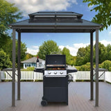 Outdoor Grill Gazebo 8 x 5FT, Hardtop BBQ Gazebo with UV-Resistant Polycarbonate Roof & Storage W765P269609