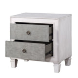 Modern Rustic White and Gray Finish 2-Drawers Nightstand Wooden Bedroom Furniture 1pc Farmhouse B2741P324354