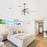 ZUN 52" 3-Light Chrome Ceiling Fan + Remote, Traditional Farmhouse Rustic Industrial Bohemian Country W1592P154300