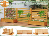 No-Dig Fir Wood Privacy Fence with Planter Boxes, 3-Panel AC Unit Screen for Outdoor Trash/Pool 03301084