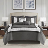 8 Piece Embroidered Comforter Set Dark Grey Cal King B035P266660