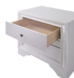 Contemporary 1pc Nightstand White Finish Silver Accents Hidden Jewelry Drawer Nickel Round Knob B011P145825