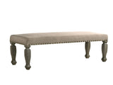 Breda Antique Gray Finish Upholstered Nailhead Bench T2574P164619