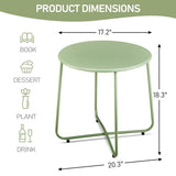 Patio Small Side Table, Waterproof Round Metal Coffee Table, Weather Resistant End Table for Indoor 18271862