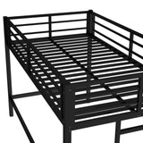 Twin Size Metal Loft Bed, Loft Bed with Easy Climbing Ladder and Guardrails for Kids, Black W1580P309651