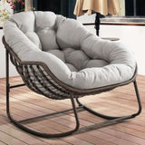 Outdoor Patio Rocking Chairs, Oversized Papasan Rocking Chair Indoor with Padded Cushion W349P271998