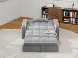 Corduroy Pull-Out Sleeper Chair With Pillow, Brushed Stainless Steel Cup Holder, Phone Stand & Usb 32006606