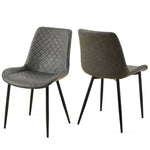 ZUN Dark Grey Leathaire Dining Chairs Set of 2,Mid-Century Modern Leathaire Chairs Kitchen Living Room W1164P225826