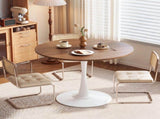 Round Tulip Dining Table for 4 People, 39.4"39.4"29.5" Melamine Laminated MDF Tabletop with Metal 44421009