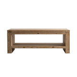 Rectangle Coffee Table with Solid Wood for Living Room, Large 2-Tier Rustic Coffee Table with W3158P297407
