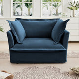Slip-covered Armchair with 1 Big Back Cushion and 2 Big Toss Pillows, Single Deep Seat Comfy Single W3041P240124