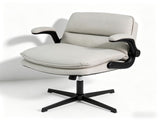 Beige Faux Leather Rocking Computer Chair, Height Adjustable Home Office Chair with Tension Control, 13330676