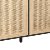 ZUN 62.20"Elegant and Functional 4-Door Rattan Decorative Storage Cabinet,for Bedroom,Living W757P174987