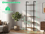 5 Tier Wall Mount Ladder Shelf with Anti-Tipping Kits for Home Office Rustic Brown, 17" x 12" x 70" 06903037