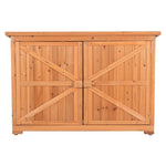 ZUN Double Doors Fir Wooden Garden Yard Shed Lockers Outdoor Storage Cabinet Unit Orange Red 38440090