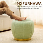 ZUN Storage Ottoman, Modern Round Floral Footrest with Soft Padded Seat, Teddy Velvet Footstool, Accent 38992663