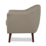 Beige Fabric Upholstered Accent Chair 1pc Espresso Finish Legs Button Tufted Solid Wood Furniture B011P182503