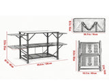 One-Piece Folding Camping Kitchen Table, Portable Cook Station with Carrying Bag, Table with 4 Iron 60994744