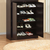 Shoe Storage Cabinet Home Shoe Organizer Five Shelves Two Drawers Curved Metal Handles in Red Cocoa B107P316290