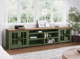 96 inch TV Stand Console for TVs up to 100 inches, No Assembly Requried, Sage Green and Fruitwood B108P160212