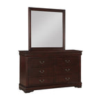 ZUN 1pc Cherry Finish Six Drawers Louis Philip Dresser Solid Wood Contemporary Sleek Ample Storage B011P170033