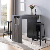 ZUN Home Bar Table with Wine Glass Compartment and Three Shelves in Distressed Grey & Black B107130874